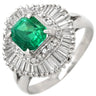 ノンブランド NON BRAND エメラルド 1.12ct ダイヤモンド グリーン×プラチナシルバー Pt900 エメラルド ダイヤモンド リング 指輪 緑 エメラルドカット プラチナ900 12.5号