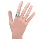ノンブランド NON BRAND エメラルド 1.12ct ダイヤモンド グリーン×プラチナシルバー Pt900 エメラルド ダイヤモンド リング 指輪 緑 エメラルドカット プラチナ900 12.5号