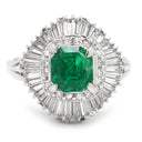 ノンブランド NON BRAND エメラルド 1.12ct ダイヤモンド グリーン×プラチナシルバー Pt900 エメラルド ダイヤモンド リング 指輪 緑 エメラルドカット プラチナ900 12.5号