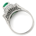 ノンブランド NON BRAND エメラルド 1.12ct ダイヤモンド グリーン×プラチナシルバー Pt900 エメラルド ダイヤモンド リング 指輪 緑 エメラルドカット プラチナ900 12.5号