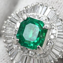 ノンブランド NON BRAND エメラルド 1.12ct ダイヤモンド グリーン×プラチナシルバー Pt900 エメラルド ダイヤモンド リング 指輪 緑 エメラルドカット プラチナ900 12.5号