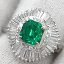 ノンブランド NON BRAND エメラルド 1.12ct ダイヤモンド グリーン×プラチナシルバー Pt900 エメラルド ダイヤモンド リング 指輪 緑 エメラルドカット プラチナ900 12.5号