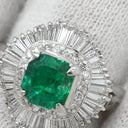 ノンブランド NON BRAND エメラルド 1.12ct ダイヤモンド グリーン×プラチナシルバー Pt900 エメラルド ダイヤモンド リング 指輪 緑 エメラルドカット プラチナ900 12.5号
