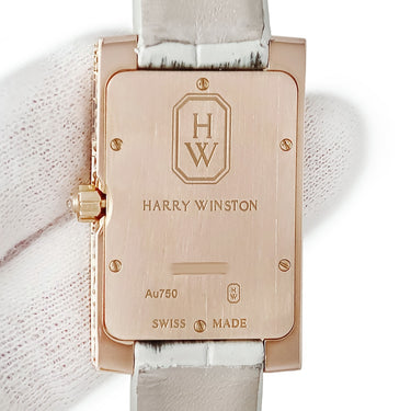 腕時計 ハリーウィンストン Harry Winston アヴェニュー オーロラ AVEQHM21RR125 クオーツ レディース K18PG シェル 純正ダイヤ×サファイア