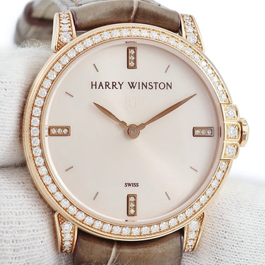腕時計 ハリーウィンストン Harry Winston ミッドナイト 450/LQ32RL.W1/D3.1 クオーツ レディース K18RG無垢 純正ダイヤ バー
