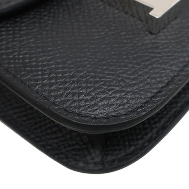 エルメス HERMES コンスタンス スリム ウォレット ブラック ヴォーエプソン 二つ折り財布 シルバー金具 黒 2025年製