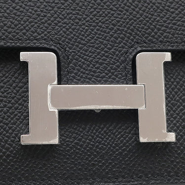 エルメス HERMES コンスタンス スリム ウォレット ブラック ヴォーエプソン 二つ折り財布 シルバー金具 黒 2025年製