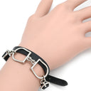 エルメス HERMES エトリエ ドゥーブルトゥール ブラック×シルバー メタル レザー T2 ブレスレット レザーブレスレット 2連 黒 あぶみモチーフ