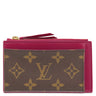 ルイヴィトン LOUIS VUITTON ポルトカルト ジップ M67889 フューシャ モノグラムキャンバス レザー コインケース ゴールド金具 茶 フラグメントケース