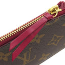 ルイヴィトン LOUIS VUITTON ポルトカルト ジップ M67889 フューシャ モノグラムキャンバス レザー コインケース ゴールド金具 茶 フラグメントケース