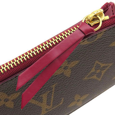 ルイヴィトン LOUIS VUITTON ポルトカルト ジップ M67889 フューシャ モノグラムキャンバス レザー コインケース ゴールド金具 茶 フラグメントケース