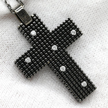 ダミアーニ DAMIANI メトロポリタンドリーム 6Pダイヤ ペンダント ブラック K18WG ダイヤモンド ネックレス クロス 十字架 WG ブルニート加工