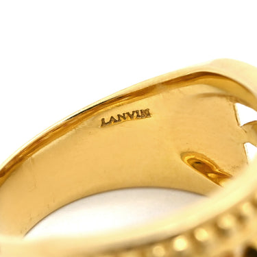 ランバン LANVIN 透かしデザインリング イエローゴールド×ピンク K18YG 色石 リング 指輪 LANVIN イエローゴールド Au750 18K 18金 11.5号