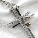 カシケイ KASHIKEY ダブルクロス ブラウンダイヤ ペンダント ホワイトゴールド K18WG ダイヤモンド ネックレス Kashikey 18K 750 WG 十字架 クロス