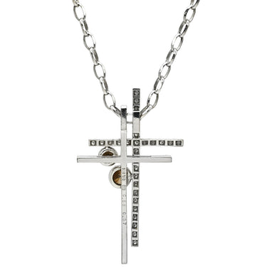 カシケイ KASHIKEY ダブルクロス ブラウンダイヤ ペンダント ホワイトゴールド K18WG ダイヤモンド ネックレス Kashikey 18K 750 WG 十字架 クロス