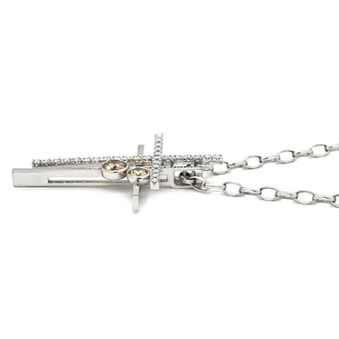 カシケイ KASHIKEY ダブルクロス ブラウンダイヤ ペンダント ホワイトゴールド K18WG ダイヤモンド ネックレス Kashikey 18K 750 WG 十字架 クロス