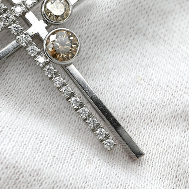 カシケイ KASHIKEY ダブルクロス ブラウンダイヤ ペンダント ホワイトゴールド K18WG ダイヤモンド ネックレス Kashikey 18K 750 WG 十字架 クロス