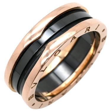 ブルガリ Bvlgari ビーゼロワン B-zero1 2バンドリング ピンクゴールド×ブラック K18PG セラミック #68(JP28) リング 指輪 黒セラミック 18K 750 PG 18金 26号