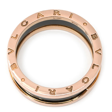 ブルガリ Bvlgari ビーゼロワン B-zero1 2バンドリング ピンクゴールド×ブラック K18PG セラミック #68(JP28) リング 指輪 黒セラミック 18K 750 PG 18金 26号