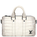 ルイヴィトン LOUIS VUITTON キーポル バンドリエール 25 サハラ ホワイト系 クロコダイル 2WAYバッグ マットブラック金具 白 グレー ショルダー ミニボストン