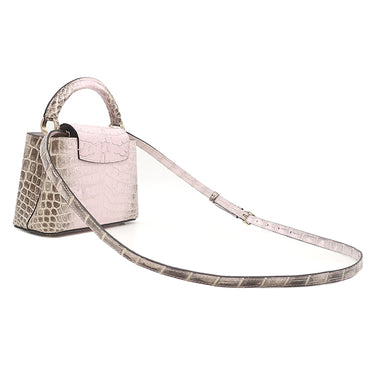 ルイヴィトン LOUIS VUITTON カプシーヌ MINI ピンク系 クロコダイル 2WAYバッグ ゴールド金具 グレー ショルダー ハンドバッグ