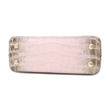 ルイヴィトン LOUIS VUITTON カプシーヌ MINI ピンク系 クロコダイル 2WAYバッグ ゴールド金具 グレー ショルダー ハンドバッグ
