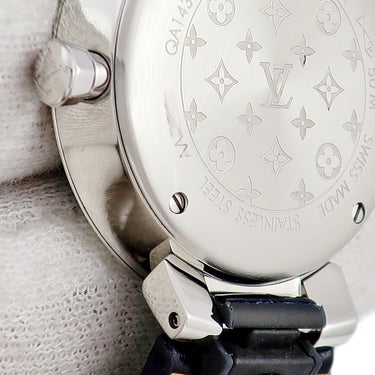 腕時計 ルイヴィトン LOUIS VUITTON タンブール スリム PM QA143Z クオーツ レディース 純正ダイヤ モノグラム 黒 ブラック ギョウシェ