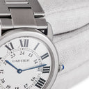 腕時計 カルティエ Cartier ロンドソロ ドゥ カルティエ LM W6701005 クオーツ メンズ シルバー ローマン 青針 デイト