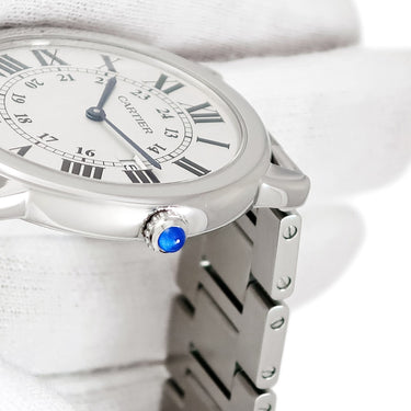 腕時計 カルティエ Cartier ロンドソロ ドゥ カルティエ LM W6701005 クオーツ メンズ シルバー ローマン 青針 デイト