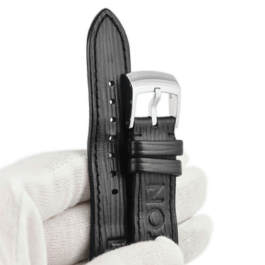 ルイヴィトン LOUIS VUITTON タンブール用 レザーバンド R15307 ブラック エピレザー ステンレススチール 腕時計パーツ 純正 ベルト 純正SS製尾錠付き エピ 替え 21mm 黒 ブラック