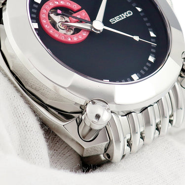 腕時計 セイコー SEIKO ガランテ メカニカル SBLL009 8L38-00E0 自動巻き メンズ OH済 黒 ピンク GALA SIGN ガラサイン 円柱