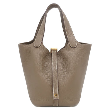 エルメス HERMES ピコタンロックPM エトゥープ トリヨンクレマンス ハンドバッグ ゴールド金具 グレージュ