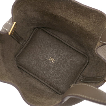 エルメス HERMES ピコタンロックPM エトゥープ トリヨンクレマンス ハンドバッグ ゴールド金具 グレージュ