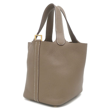 エルメス HERMES ピコタンロックPM エトゥープ トリヨンクレマンス ハンドバッグ ゴールド金具 グレージュ