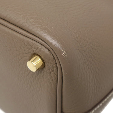 エルメス HERMES ピコタンロックPM エトゥープ トリヨンクレマンス ハンドバッグ ゴールド金具 グレージュ