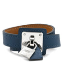 エルメス HERMES オーケリー ネイビー×シルバー スイフト メタル T1 ブレスレット 青 紺 2重 2連 レザーブレス カデナモチーフ