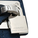 エルメス HERMES オーケリー ネイビー×シルバー スイフト メタル T1 ブレスレット 青 紺 2重 2連 レザーブレス カデナモチーフ