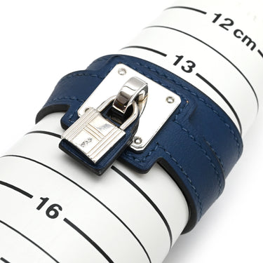 エルメス HERMES オーケリー ネイビー×シルバー スイフト メタル T1 ブレスレット 青 紺 2重 2連 レザーブレス カデナモチーフ