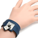 エルメス HERMES オーケリー ネイビー×シルバー スイフト メタル T1 ブレスレット 青 紺 2重 2連 レザーブレス カデナモチーフ
