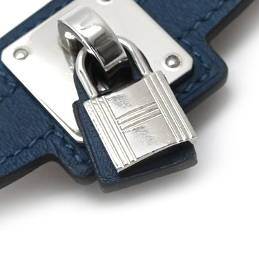 エルメス HERMES オーケリー ネイビー×シルバー スイフト メタル T1 ブレスレット 青 紺 2重 2連 レザーブレス カデナモチーフ