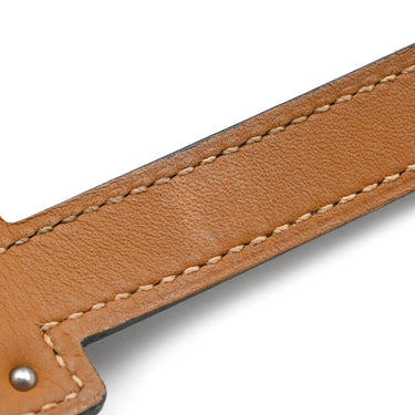 エルメス HERMES オーケリー ネイビー×シルバー スイフト メタル T1 ブレスレット 青 紺 2重 2連 レザーブレス カデナモチーフ