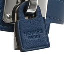エルメス HERMES オーケリー ネイビー×シルバー スイフト メタル T1 ブレスレット 青 紺 2重 2連 レザーブレス カデナモチーフ