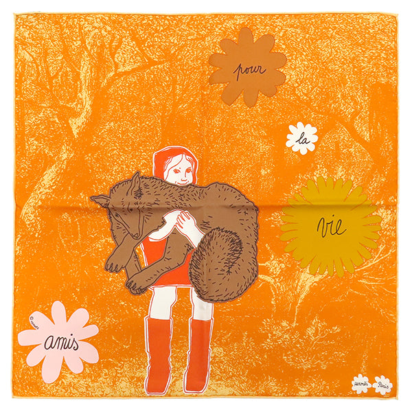 Hermès シルクスカーフ オレンジ　ガヴロッシュ　42×43㎝ エルメス HERMES カレ45 ガヴロッシュ オレンジ×アプリコット×カネル