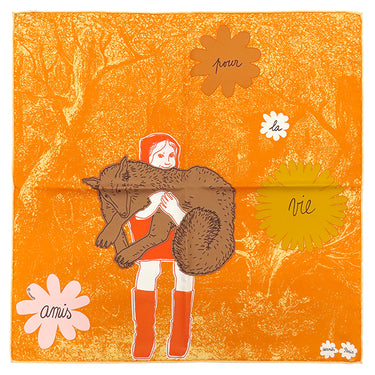 エルメス HERMES カレ45 ガヴロッシュ オレンジ×アプリコット×カネル シルク スカーフ 新品 未使用 【AMIS POUR LA VIE/生涯の友人】