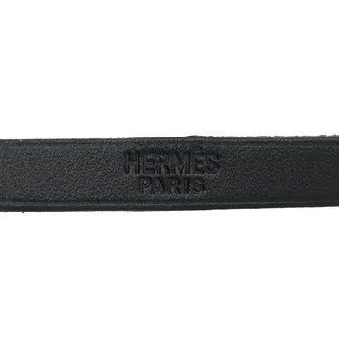 エルメス HERMES アピ3 レザー ロングブレスレット ブラック レザー メタル ブレスレット シルバー金具 黒