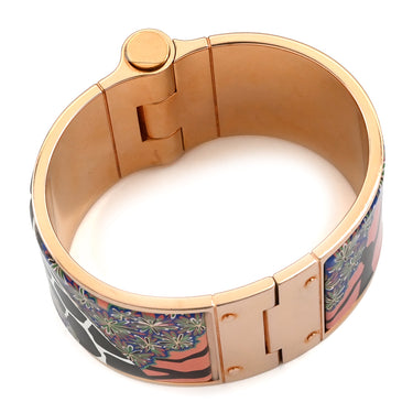 エルメス HERMES シャルニエール エクストララージ ピンクXマルチカラー GP 七宝焼き ブレスレット ローズゴールド金具 PG金具 バングル キリン柄