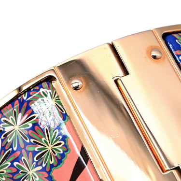 エルメス HERMES シャルニエール エクストララージ ピンクXマルチカラー GP 七宝焼き ブレスレット ローズゴールド金具 PG金具 バングル キリン柄