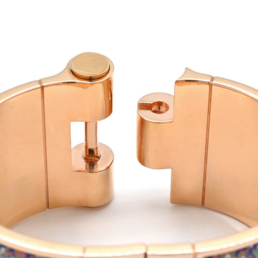 エルメス HERMES シャルニエール エクストララージ ピンクXマルチカラー GP 七宝焼き ブレスレット ローズゴールド金具 PG金具 バングル キリン柄