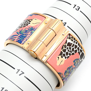 エルメス HERMES シャルニエール エクストララージ ピンクXマルチカラー GP 七宝焼き ブレスレット ローズゴールド金具 PG金具 バングル キリン柄