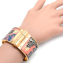 エルメス HERMES シャルニエール エクストララージ ピンクXマルチカラー GP 七宝焼き ブレスレット ローズゴールド金具 PG金具 バングル キリン柄